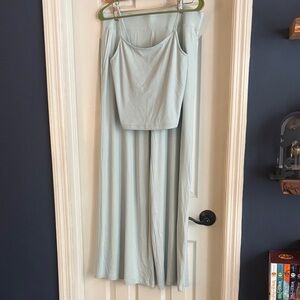 AE Light Blue Two-Piece Maxi Skirt and Crop Top Set